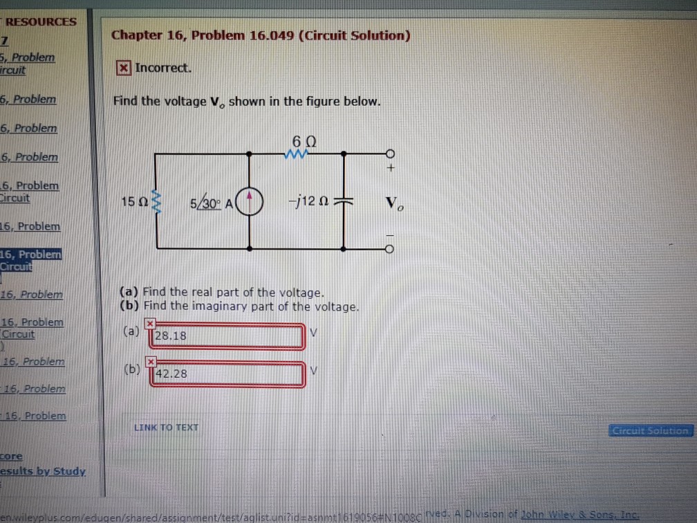 Solved OURCES Chapter 16, Problem 16.011 (Circuit Solution) | Chegg.com