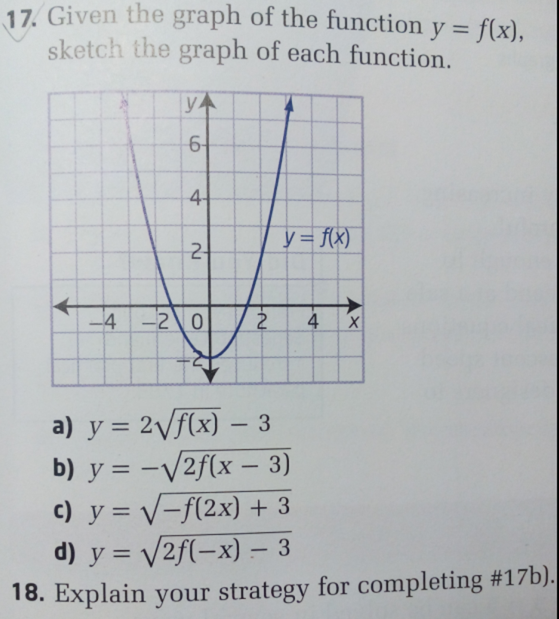 Solved 17 Given the graph of the function y = f(x) sketch | Chegg.com