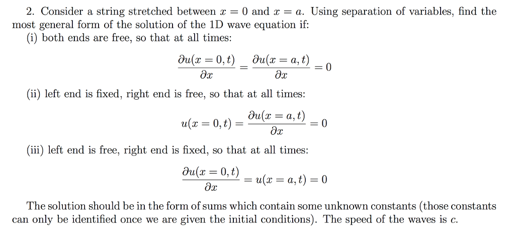 String Extention Equations Solved 2. Consider a string stretched between x = 0 and x = | Chegg.com