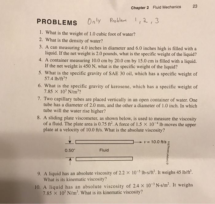 Solved What is the weight of 1.0 cubic foot of water? What