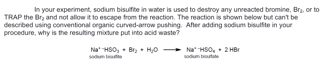 Bromine And Sodium Bisulfite Reaction