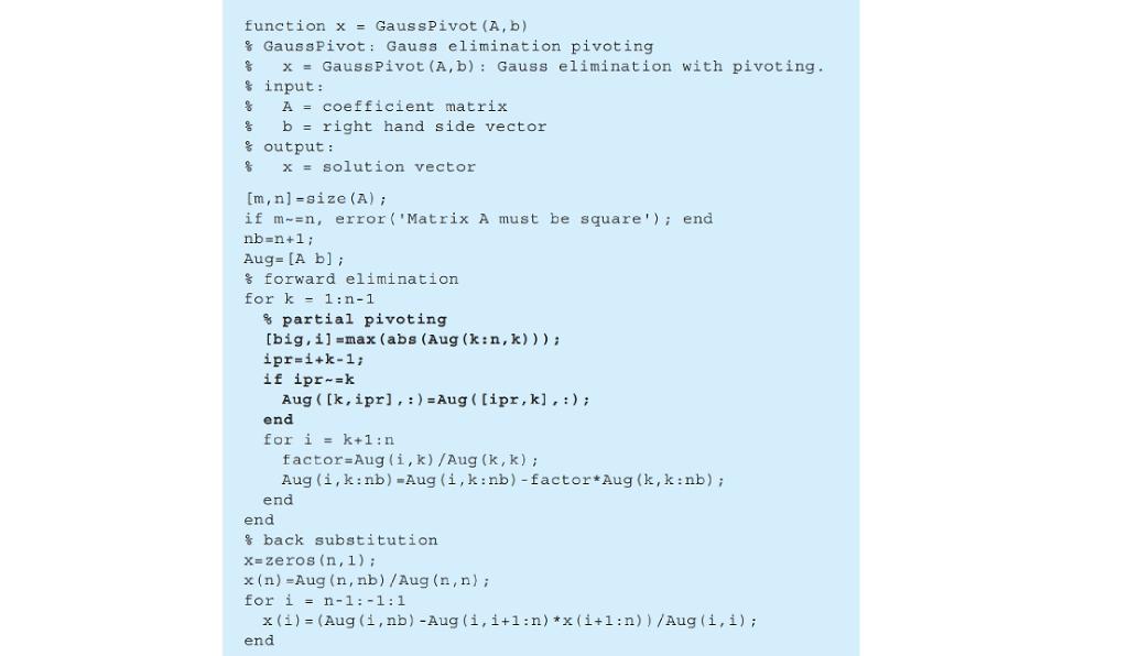 Solved Write A Matlab For Gauss Elimination Using Complete | Chegg.com