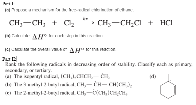 Solved Part I (a) Propose a mechanism for the free-radical | Chegg.com