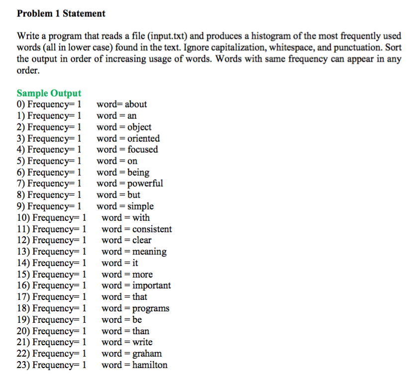 Problem 1 Statement Write a program that reads a file | Chegg.com