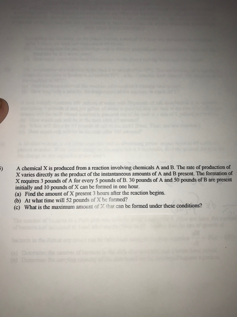 Solved 5)A chemical X is produced from a reaction involving