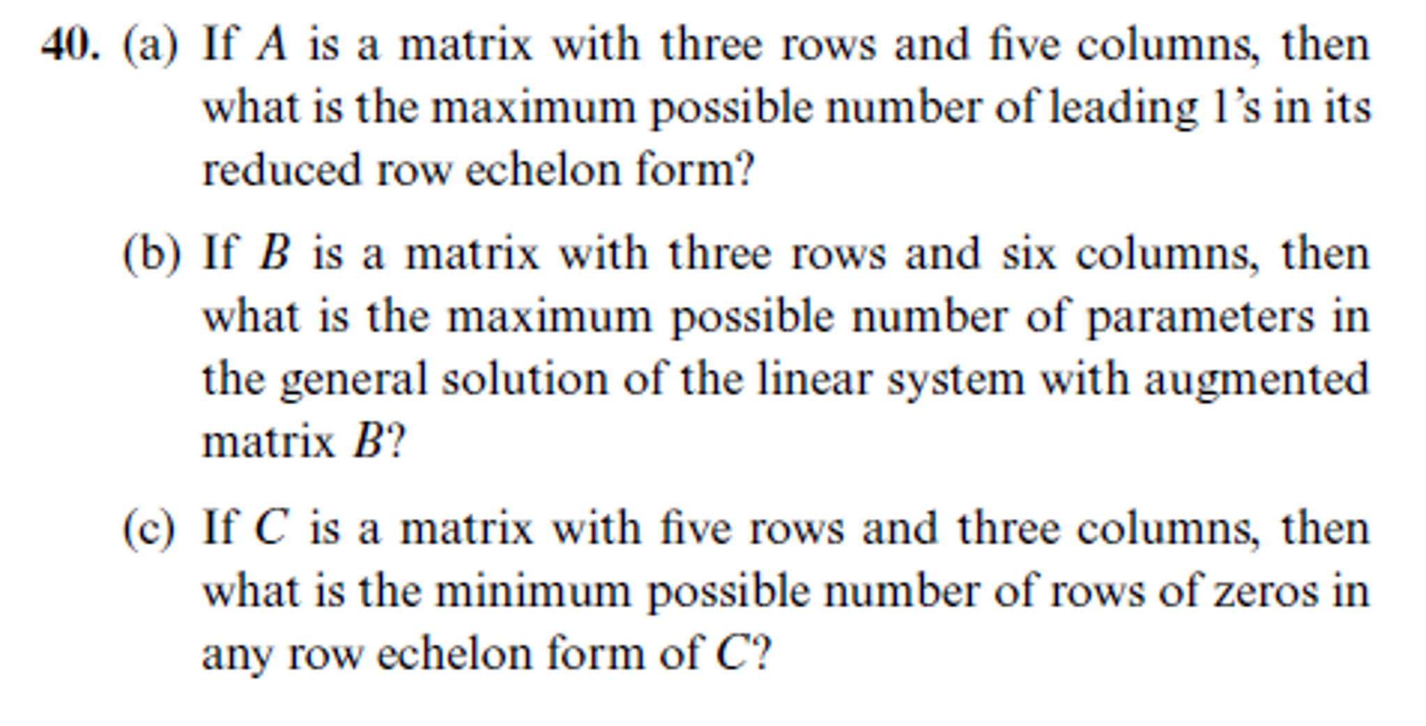 Solved If A is a matrix with three rows and five columns Chegg