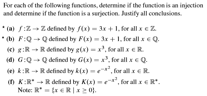 Solved For each of the following functions, determine if the | Chegg.com