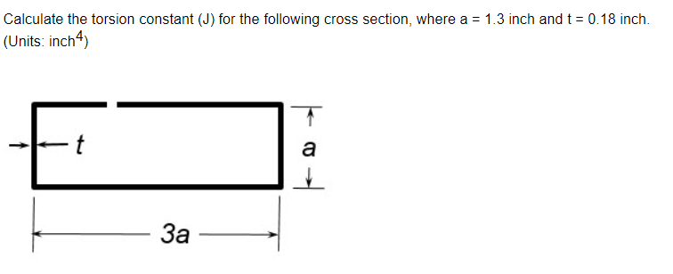 Solved 0.18 inch Calculate the torsion constant (J) for the | Chegg.com