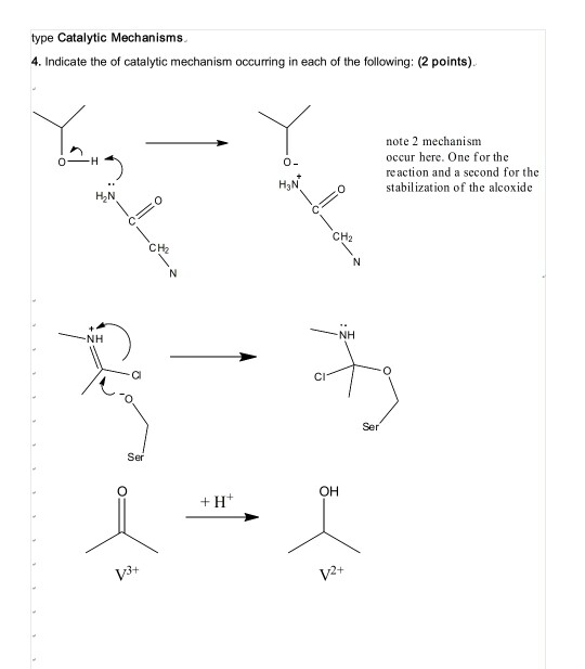 Solved Type Catalytic Mechanisms 4. Indicate The Of | Chegg.com