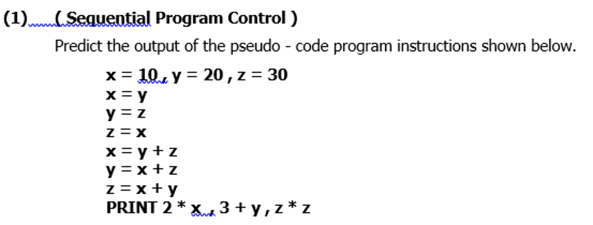 ( Sequential Program Control ) Predict | Chegg.com