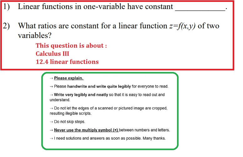 Solved 1) Linear functions in one-variable have constant 2) | Chegg.com