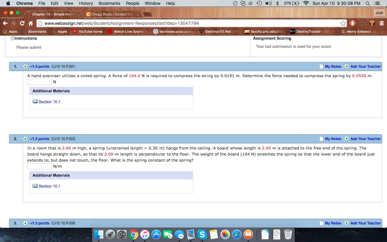 Solved A hand exerciser utilizes a coiled spring. A force of