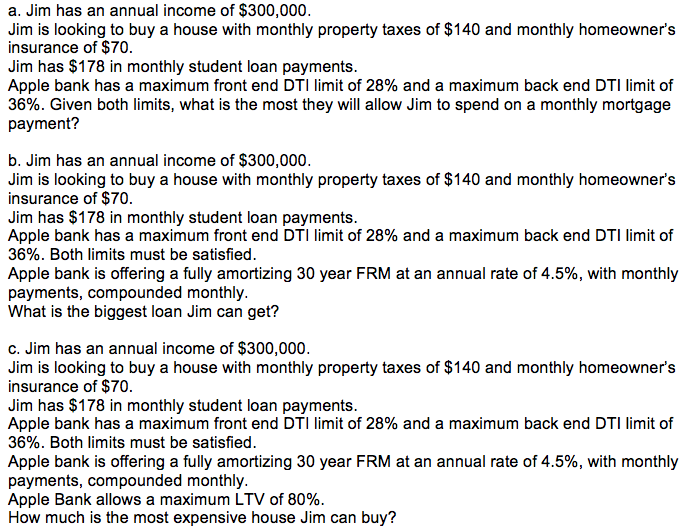 Solved a. Jim has an annual income of $300,000. Jim is | Chegg.com