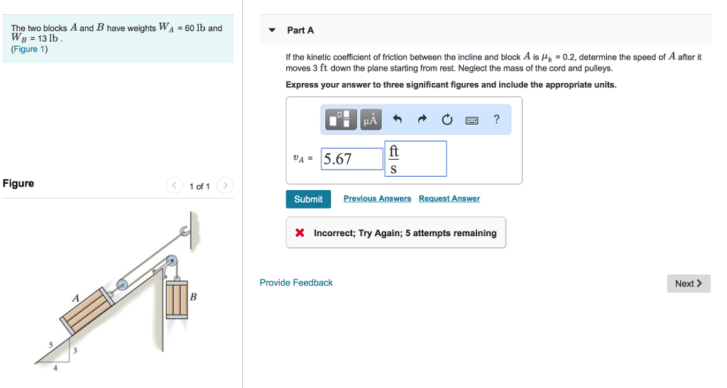 Solved The Two Blocks A And B Have Weights WA 60 Lb And WB | Chegg.com