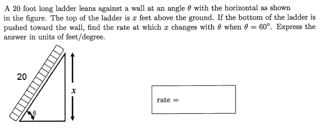 Solved A 20 Foot Long Ladder Leans Against A Wall At An | Chegg.com