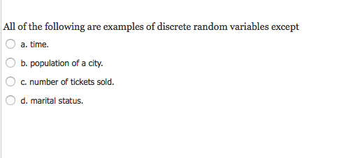 which of the following is an example of discrete variable in statistics
