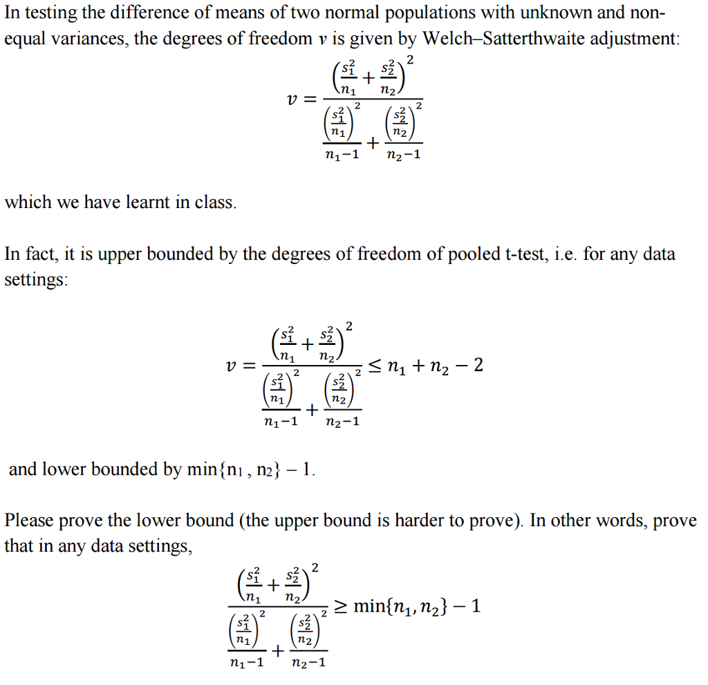 In testing the difference of means of two normal | Chegg.com