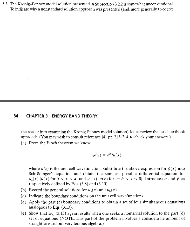 The Kronig_Penney model solution presented n | Chegg.com