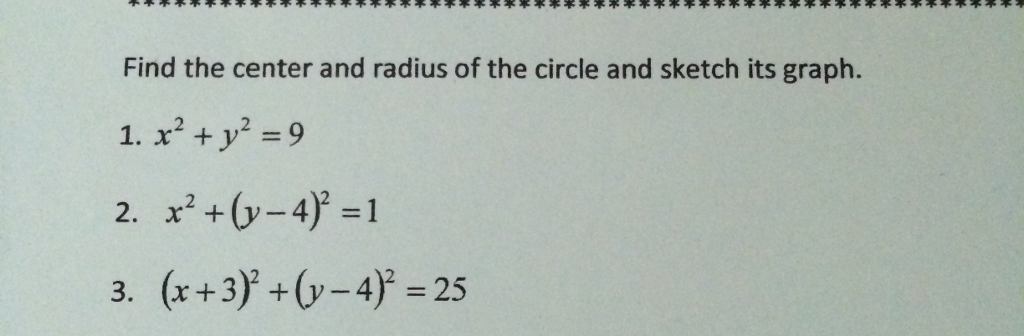 Solved Find the center and radius of the circle and sketch | Chegg.com