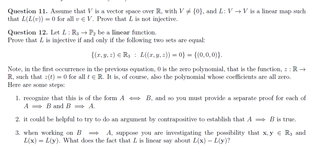 Solved Assume that V is a vector space over R, with V | Chegg.com