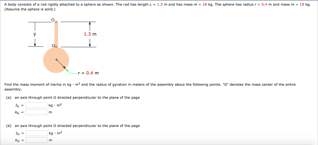 Solved A body consists of a rod rigidly attached to a sphere | Chegg.com