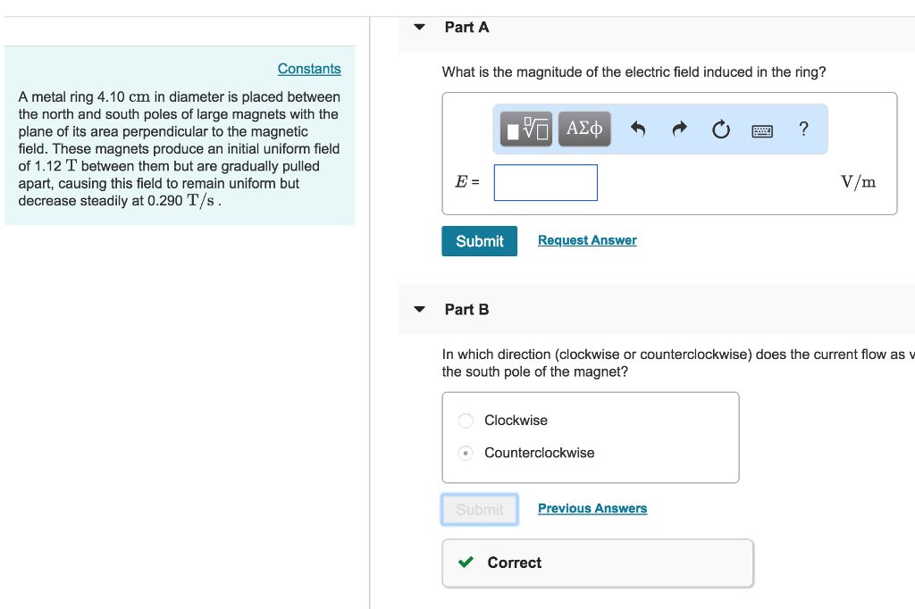 Solved Part A What is the magnitude of the electric field | Chegg.com