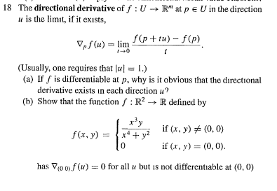 Solved The directional derivative of f : in the direction u | Chegg.com