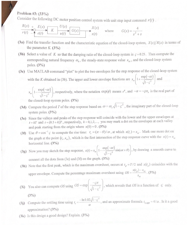 Solved Problem #3: (33%) Consider the following DC motor | Chegg.com