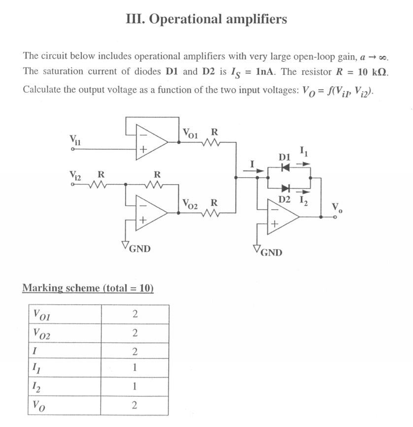 Solved III. Operational Amplifiers The Circuit Below | Chegg.com