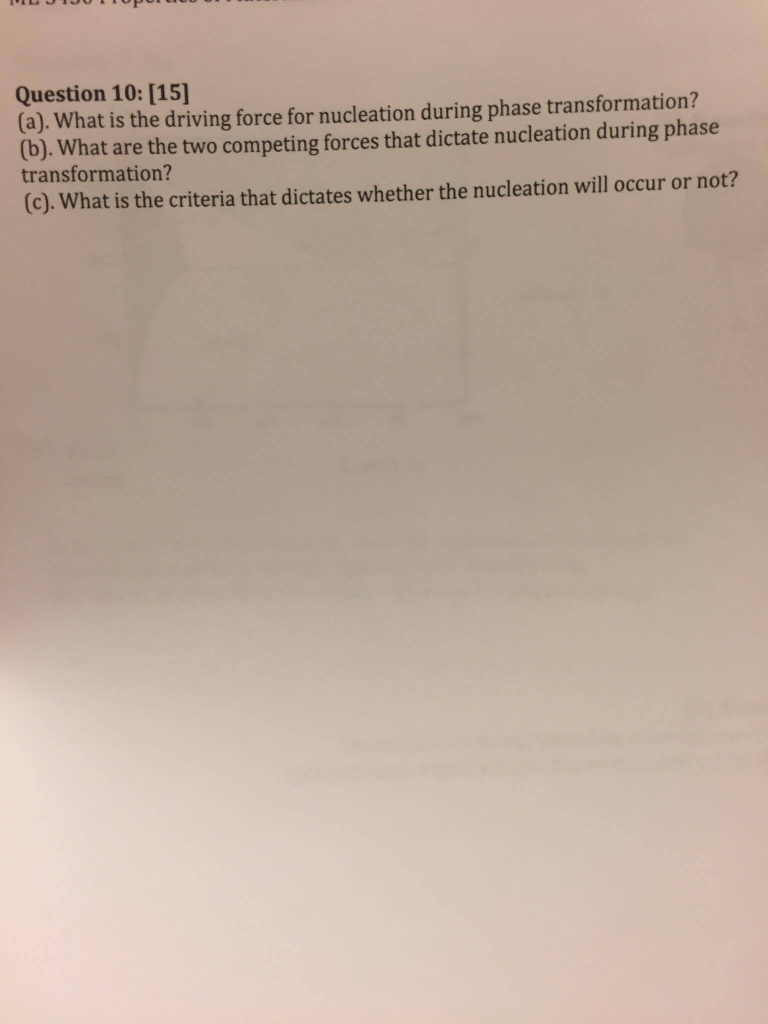 Solved What is the driving force for nucleation during phase | Chegg.com
