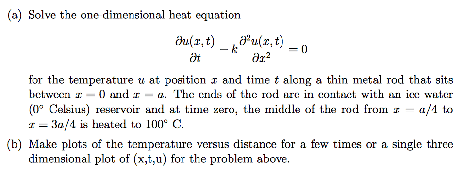 Solved (a) Solve the one-dimensional heat equation Ot for | Chegg.com