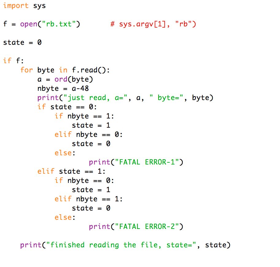 Solved import sys fopen("rb.txt") state - 0 # sys.argv[1], | Chegg.com