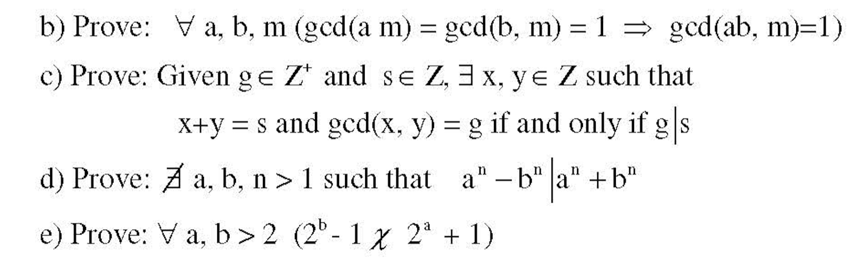 Solved B) Prove: A, B, M Cacda M) Ged B, M F 1 Gcd (ab, M-1) | Chegg.com