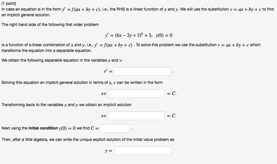 Solved In case an equation is in the form y' = f (ax + by+ | Chegg.com