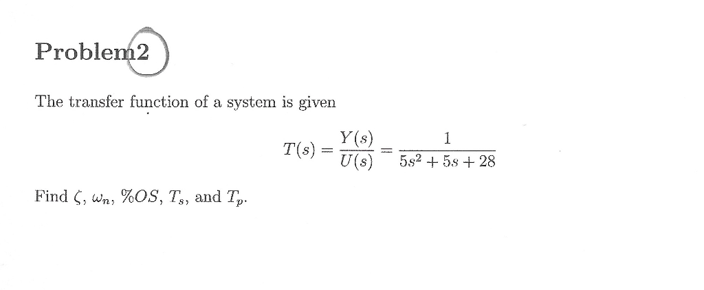 Solved Proble 2 The transfer function of a system is given | Chegg.com