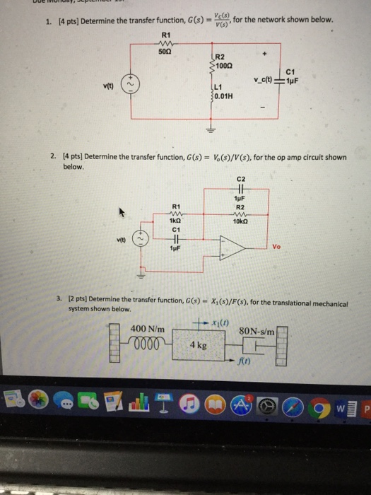 Solved Determine the transfer function, G(s) = V_C(s)/V(s), | Chegg.com