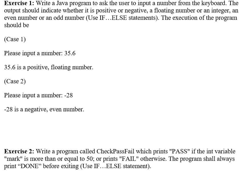 Solved Write a Java program to ask the user to input a | Chegg.com
