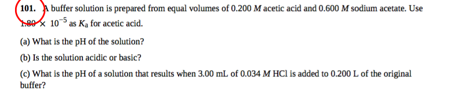 Solved A buffer solution is prepared from equal volumes of | Chegg.com