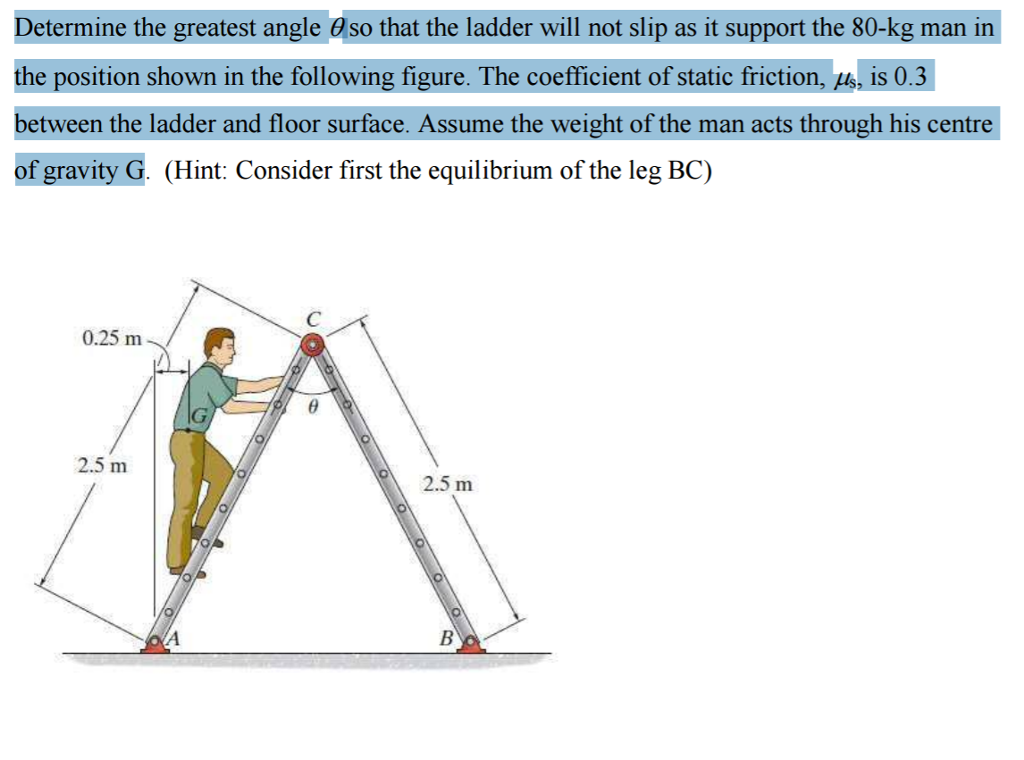 Solved Determine The Greatest Angle Theta So That The Ladder | Chegg.com