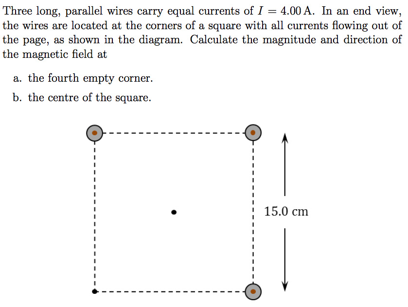 Solved Three long, parallel wires carry equal currents of I