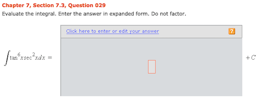 Solved Chapter 7, Section 7.3, Question 029 Evaluate the | Chegg.com
