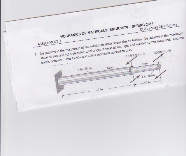 Solved 1 Determine The Maximum Shear Stress Associated With Chegg Com