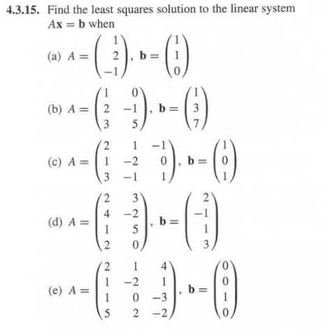 Find the least squares solution to the linear system | Chegg.com