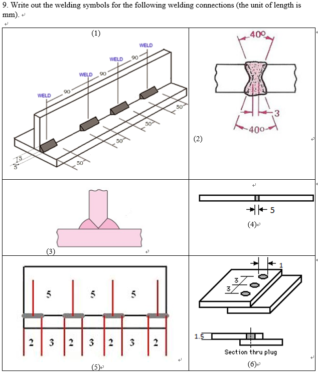 Solved: 9. Write Out The Welding Symbols For The Following... | Chegg.com