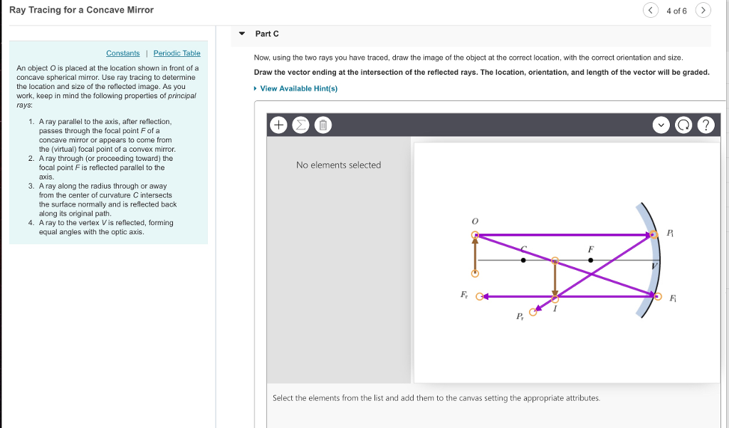 Solved Ray Tracing for a Concave Mirror 4 of 6 > Part A