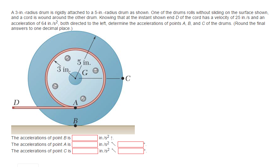 Solved A 3in.radius drum is rigidly attached to a