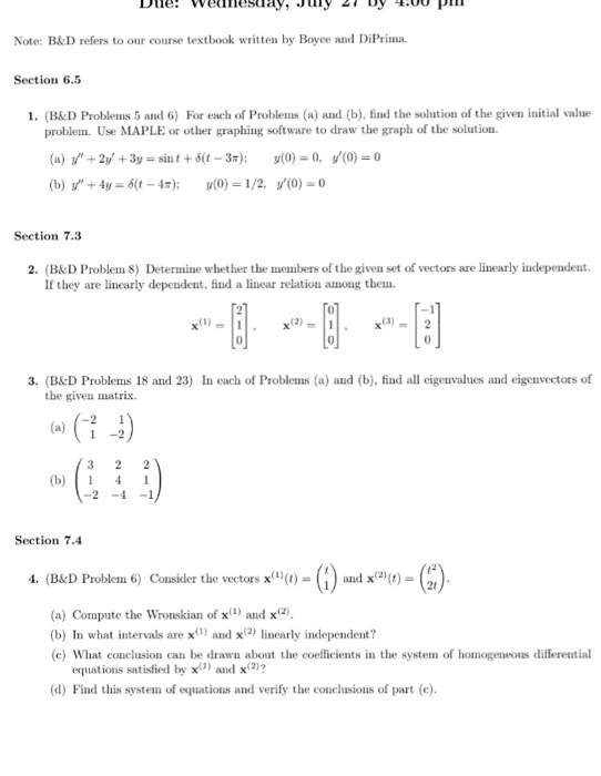 Solved For Each Of Problems (a) And (b), Find The Solution | Chegg.com