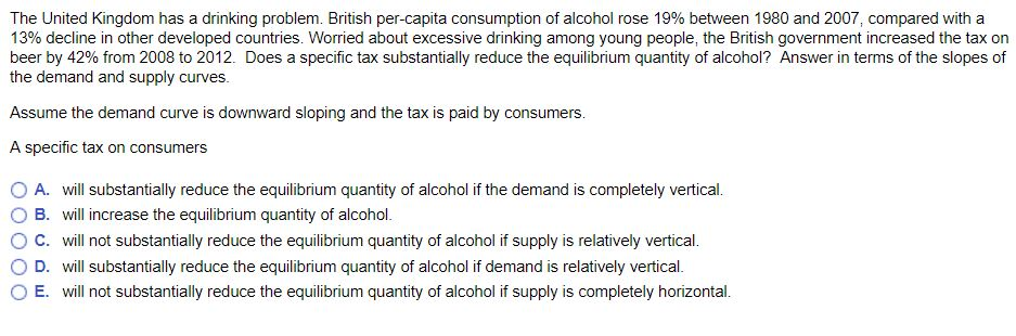 Solved The United Kingdom has a drinking problem. British | Chegg.com