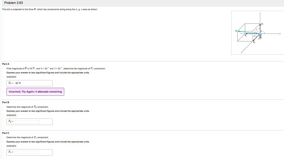 Solved Problem 2.63 The bolt is subjected to the force F.