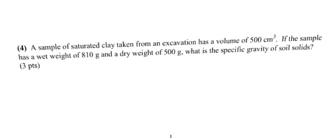 Solved A sample of saturated clay taken from an excavation | Chegg.com